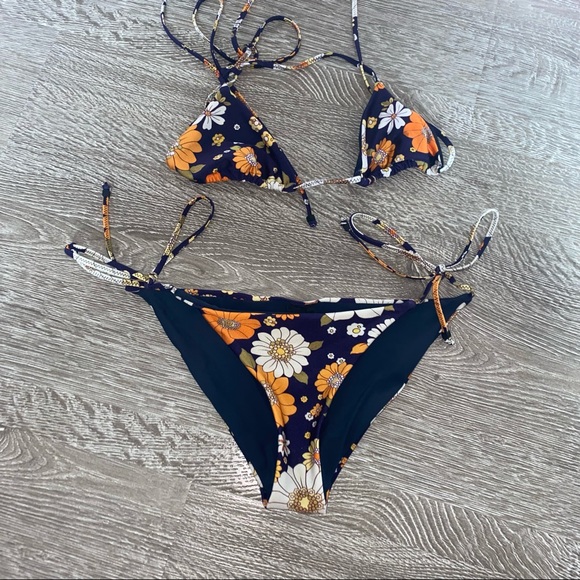 triangl swimwear Other - TRIANGL Swim Floral Bikini Suit Set Tie Waist